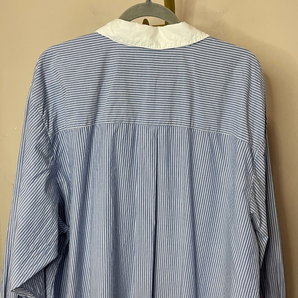 AMERICAN EAGLE AE Button Up Shirt Dress in Blue & White Pinstripe, XL - Picture 8 of 12